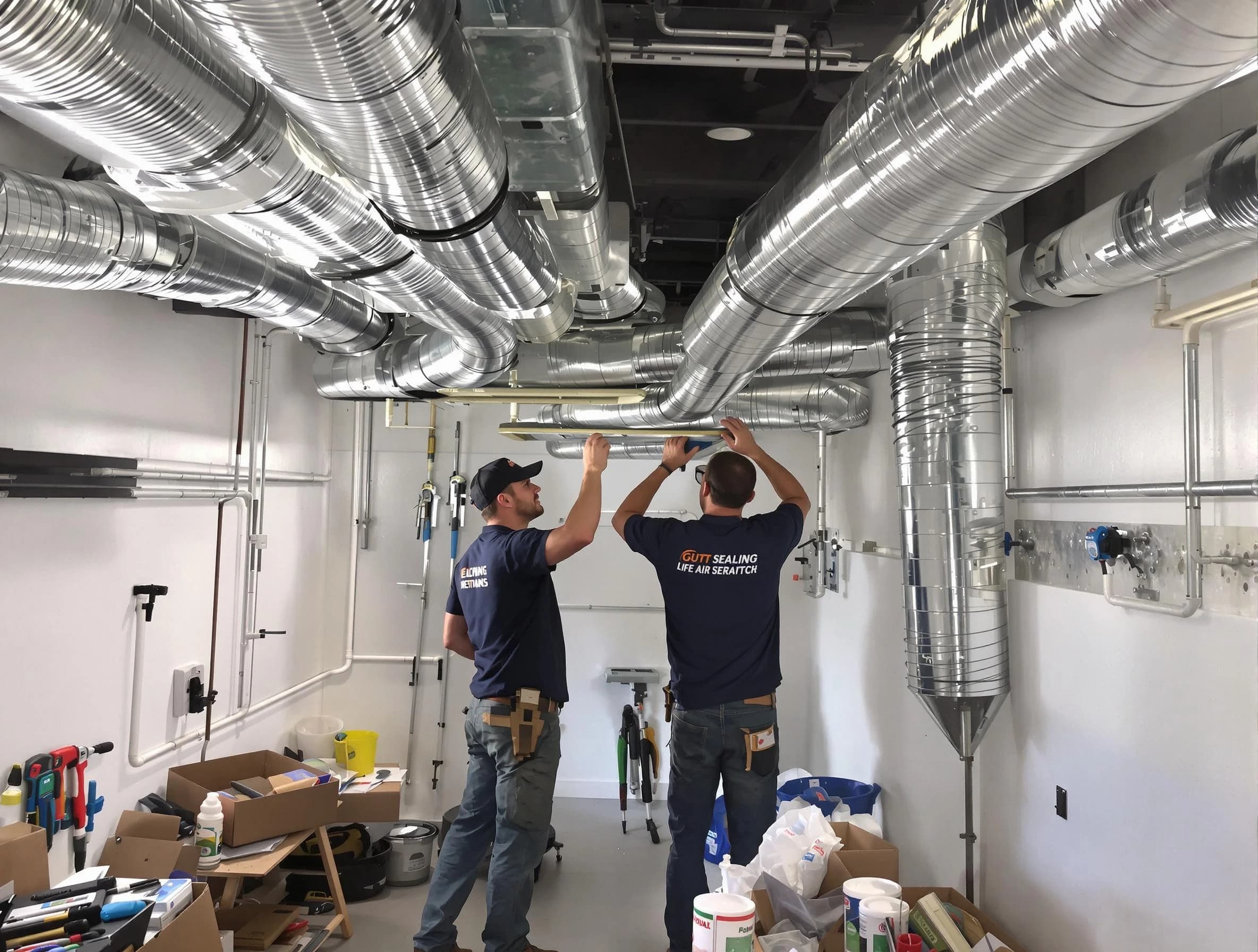 Hapeville Air Duct Cleaning technician applying professional duct sealing solutions in Hapeville