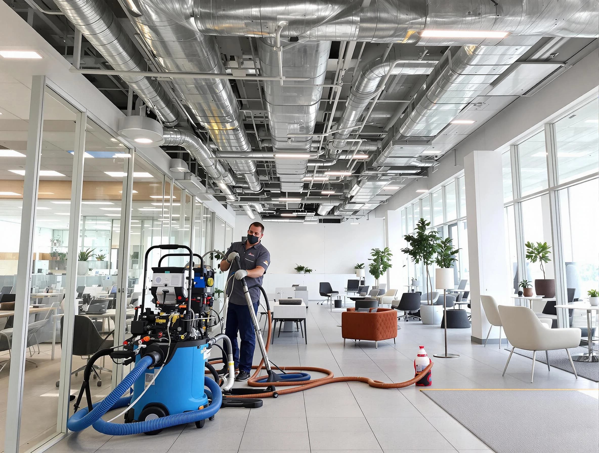 Hapeville Air Duct Cleaning team conducting comprehensive commercial duct cleaning at a business location in Hapeville