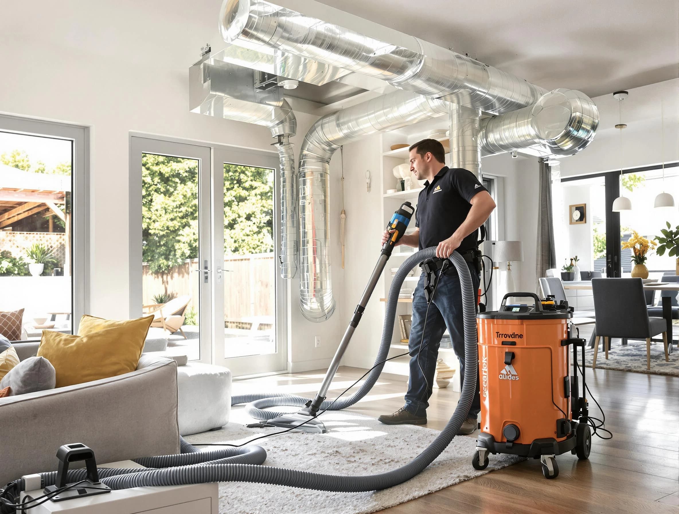 Hapeville Air Duct Cleaning specialist performing thorough residential duct cleaning using advanced equipment in Hapeville