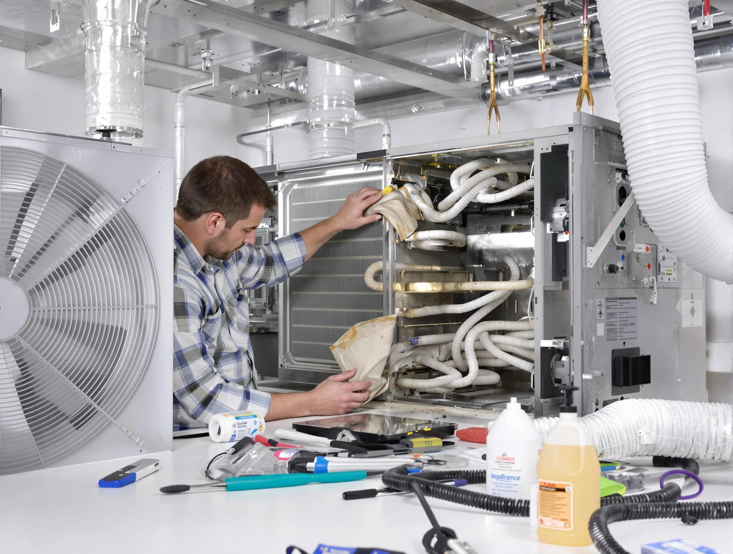 Hapeville Air Duct Cleaning specialist performing precision AC coil cleaning in Hapeville