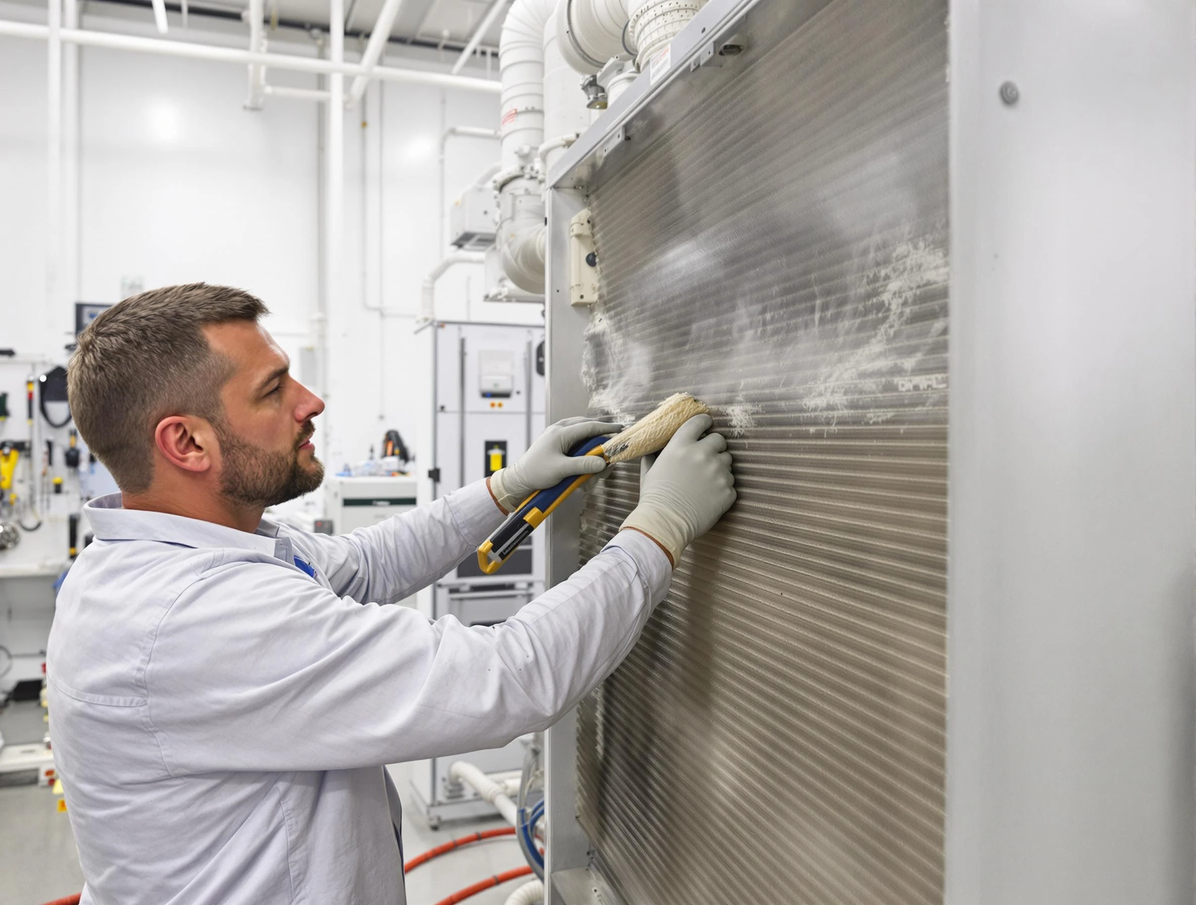 Hapeville Air Duct Cleaning technician performing precision commercial coil cleaning at a Hapeville business